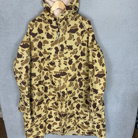 Vtg 1960’s LL Bean Duck Camo Jacket Waterproof Long Men’s Large Canvas